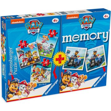 Set de 3 puzzle-uri si joc de memorie Ravensburger - Patrol Pes