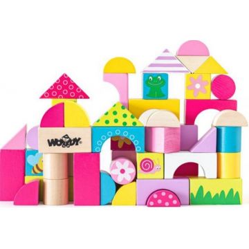 Set de constructie din lemn Woody - gradina, 50 piese