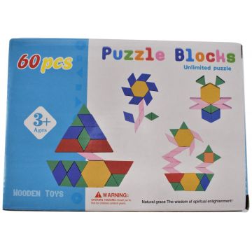 Set forme si figurine din lemn B-MAX, 60 piese