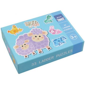Set puzzle-uri progresive Andreu Toys - Animalele si micutii lor, 6 piese