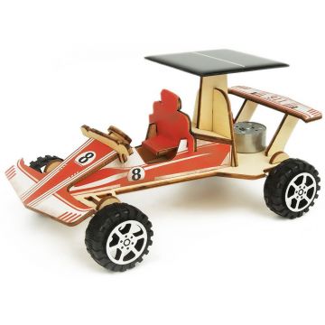 Set Tooky Toy - Mașină din lemn 3D DIY cu baterie solară