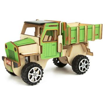 Tooky Toy - Set de camioane din lemn 3D DIY