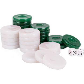 Dame de backgammon Modiano - Alb și verde