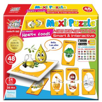 Jagu Educational Talking Puzzle - Alimente sănătoase, 48 de piese
