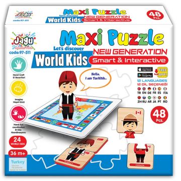 Jagu Educational Talking Puzzle - Children of the World, 48 de piese