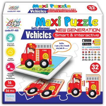 Jagu Educational Talking Puzzle - Vehicule, 32 de piese