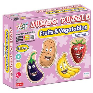 Jagu Talking Puzzle - Fructe și legume, 18 piese