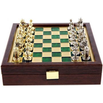 Mini șah Deluxe Manopoulos - Imperial Byzantine, câmpuri verzi, 20х20 cm