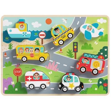 Puzzle 3D din lemn Tooky jucărie - Vehicule