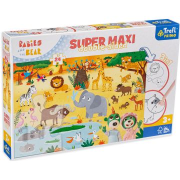 Puzzle cu două fețe Trefl din 24 de piese maxi - Pui de animal