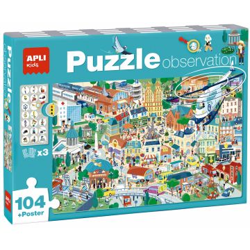 Puzzle de asociere Apli - Orasul, cu afis