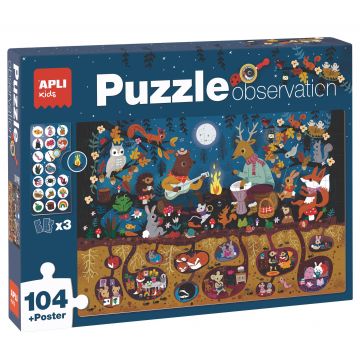 Puzzle de observatie Apli - In padure, cu afis