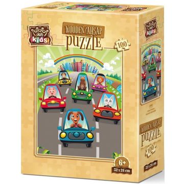 Puzzle din lemn Art Puzzle din 100 de piese - Șoferi pe drum