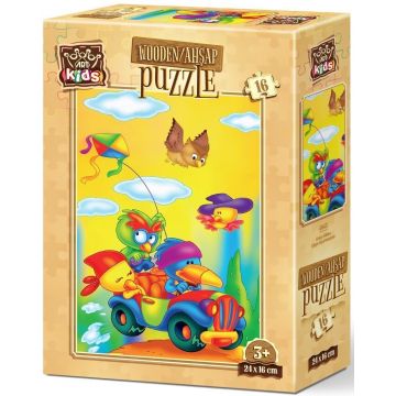 Puzzle din lemn Art Puzzle din 16 de piese - Aventura păsărilor