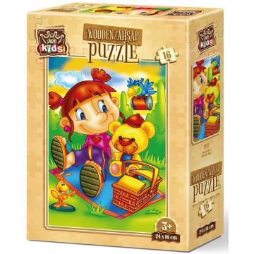 Puzzle din lemn Art Puzzle din 16 de piese - Fetiță și băiețel