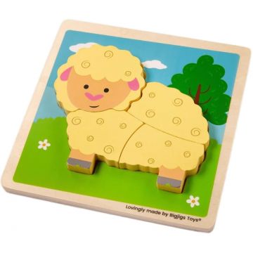 Puzzle din lemn Bigjigs - Oaie, 4 piese