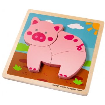 Puzzle din lemn Bigjigs - Piglet