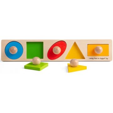 Puzzle din lemn cu mânere Bigjigs - Forme geometrice