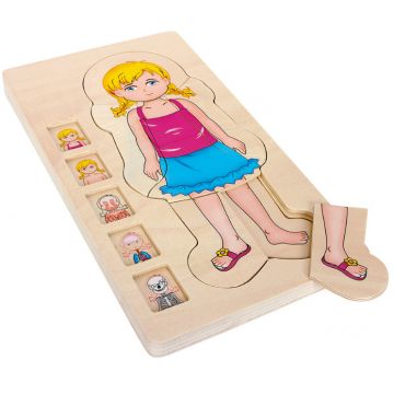 Puzzle din lemn, in straturi Small Foot, Corp baiat, 28 piese