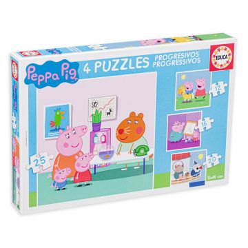 Puzzle Educa 4 in 1 - Aventurile lui Peppa Pig