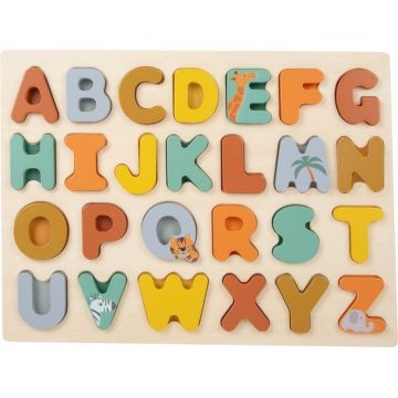 Puzzle educațional din lemn Small Foot - Safari cu alfabetul englezesc