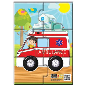 Puzzle educațional vorbitor Jagu - Ambulanță, 6 piese