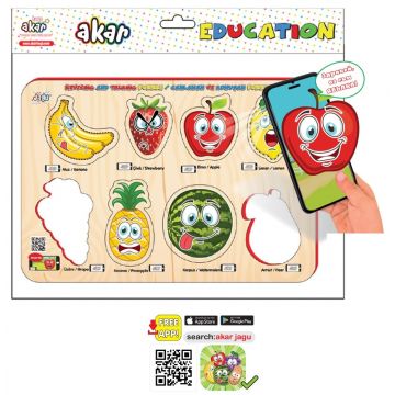 Puzzle educațional vorbitor Jagu - Fructe, 8 piese