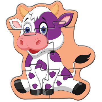 Puzzle educațional vorbitor Jagu - Vaca, 5 piese