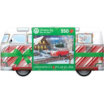 Puzzle in cutie metal Eurographics din 550 de piese - Autobuz de Crăciun