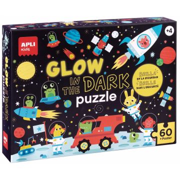 Puzzle luminos Apli Kids - Cosmos, 60 piese, cu afis