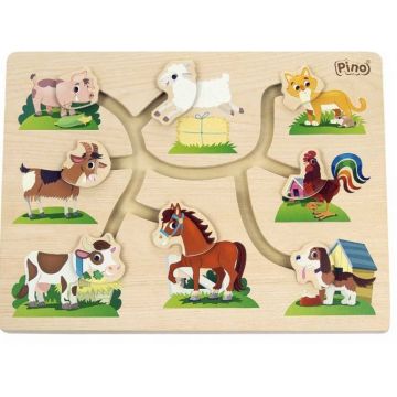 Puzzle-maze din lemn Pino - Animale de companie