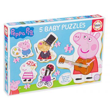 Puzzle pentru bebelusi Educa 5 in 1 - Peppa Pig si prietenii, tip 1