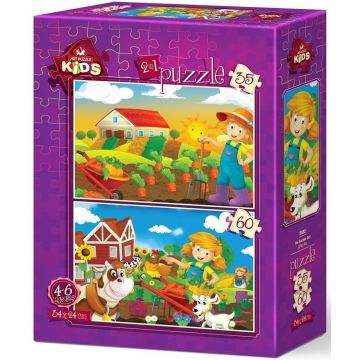 Puzzle pentru copii Art Puzzle 2 în 1 - The Farmer Girl