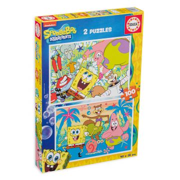 Puzzle pentru copii Educa din 2 х 100 de piese - Sponge Bob