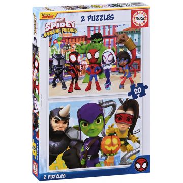 Puzzle pentru copii Educa din 2 х 20 de piese - Spiderman și prietenii săi