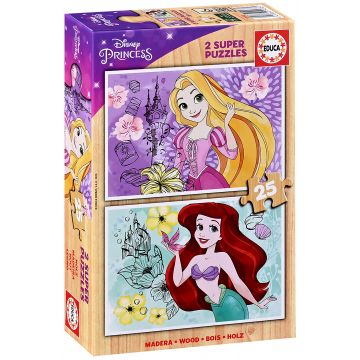 Puzzle pentru copii Educa din 2 x 25 de piese - Prințese Disney