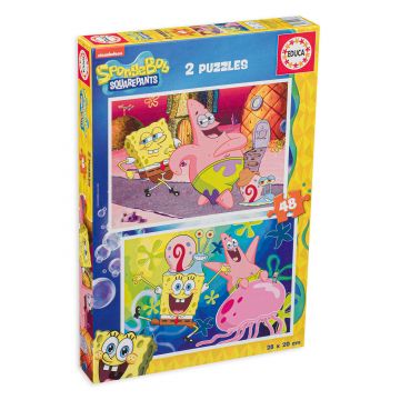 Puzzle pentru copii Educa din 2 x 48 de piese - Sponge Bob