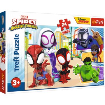 Puzzle Trefl din 24 de piese maxi - Spidey și prietenii lui