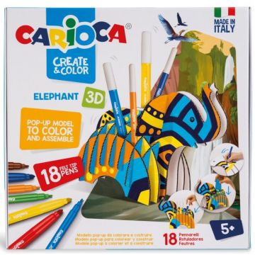 Set creativ Carioca Make and color - Elefant, 3D