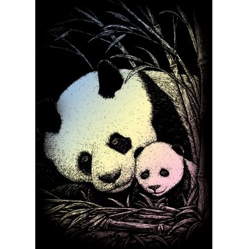 Set de gravură holografică Royal - Panda și bebeluș, 13 x 18 cm