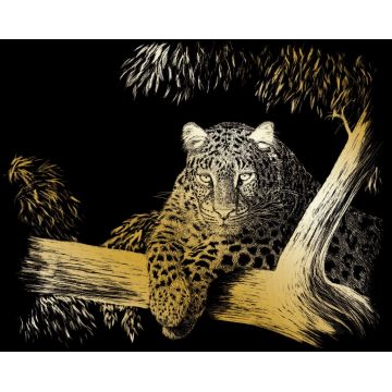 Set de gravură Royal Gold - Leopard, 20 x 25 cm