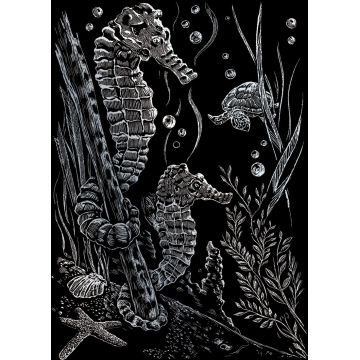 Set de gravură Royal Silver - Căluți de mare, 13 x 18 cm