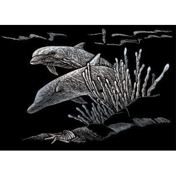Set de gravură Royal Silver - Delfinii, 13 x 18 cm