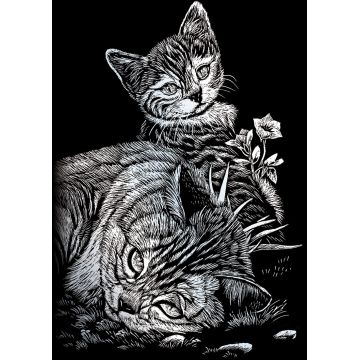 Set de gravură Royal Silver - Pisicuțe, 13 x 18 cm