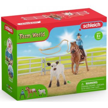 Set de joc Schleich Farm World - Fata cowboy cu lasso