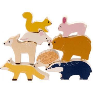Set de jucării din lemn Bigjigs - Animale din pădure, 8 piese