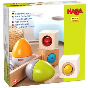 Constructor Haba - Ouă și cuburi muzicale din lemn, 5 piese