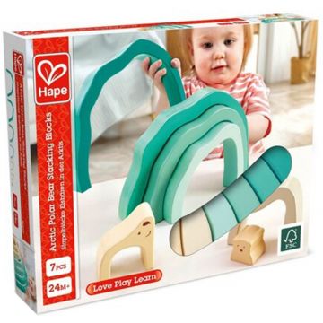 HaPe International Set din lemn - Blocuri de stivuire, urs polar