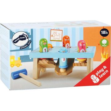 Joc din lemn cu ciocan și păsări Small Foot - 19 x 12 x 12 cm