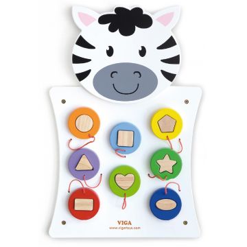Jucărie din lemn Viga - Figuri geometrice pentru perete, Zebra
